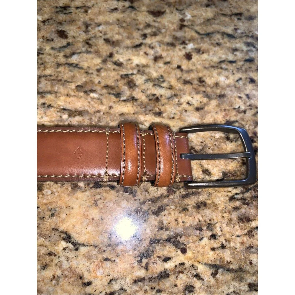 Joseph Abboud Brown Genuine Leather Dress Belt - Italy - Men's Size 44/110